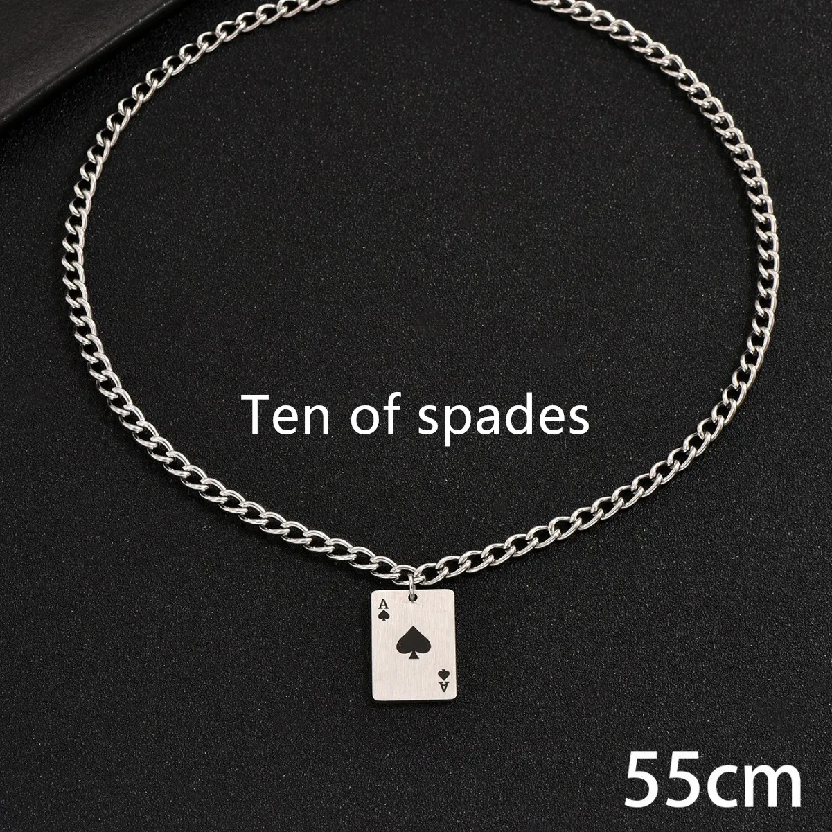 Creative Stainless Steel Poker Black Peach A Necklace For Men - Image 9