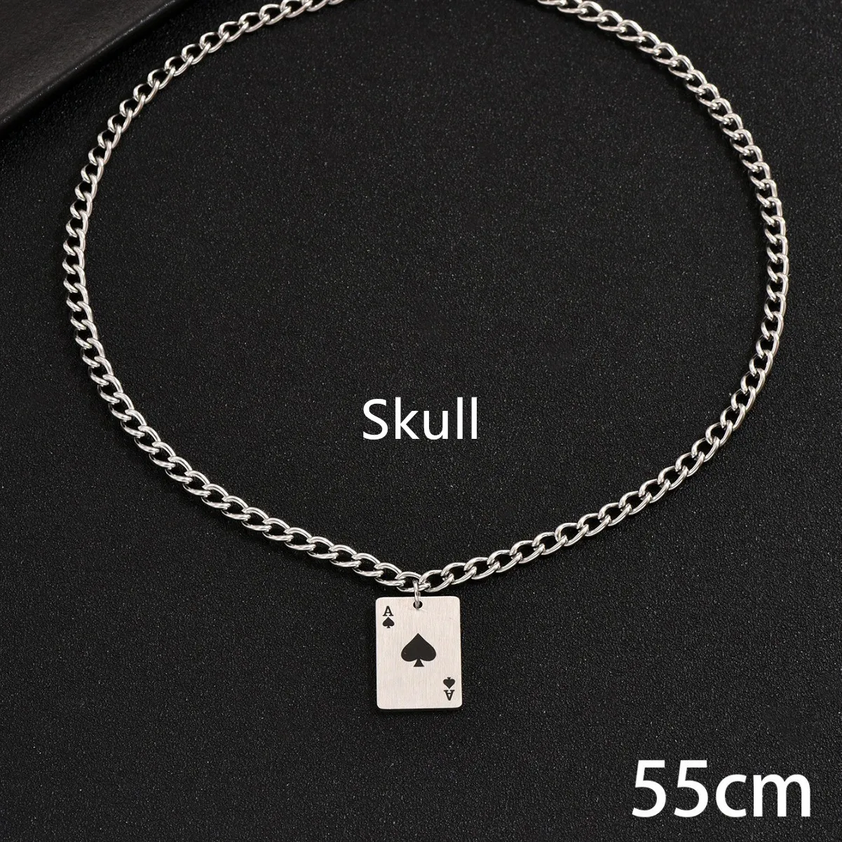 Creative Stainless Steel Poker Black Peach A Necklace For Men - Image 4